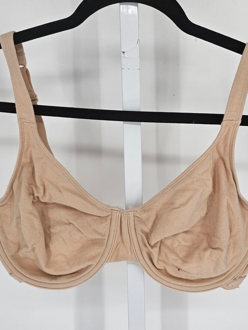 Fruit of the Loom Womens Sz 38D T Shirt Bra Beige Unlined Cotton